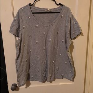 Lucky Brand Gray Embroidered Women's Top
